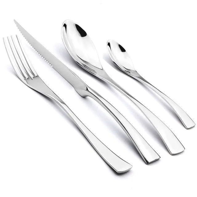 24-Pcs Dinnerware Stainless Steel Flatware Set Cutlery Set