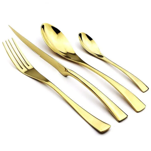 24-Pcs Dinnerware Stainless Steel Flatware Set Cutlery Set