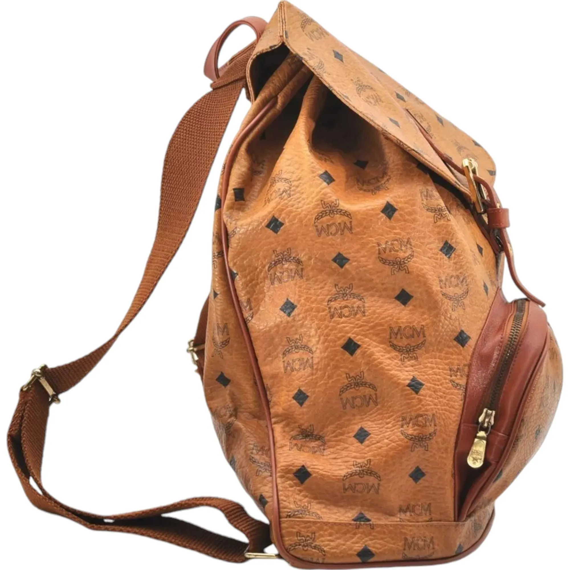 768312AV (V4) MCM Backpack Bag Visetos Brown PVC