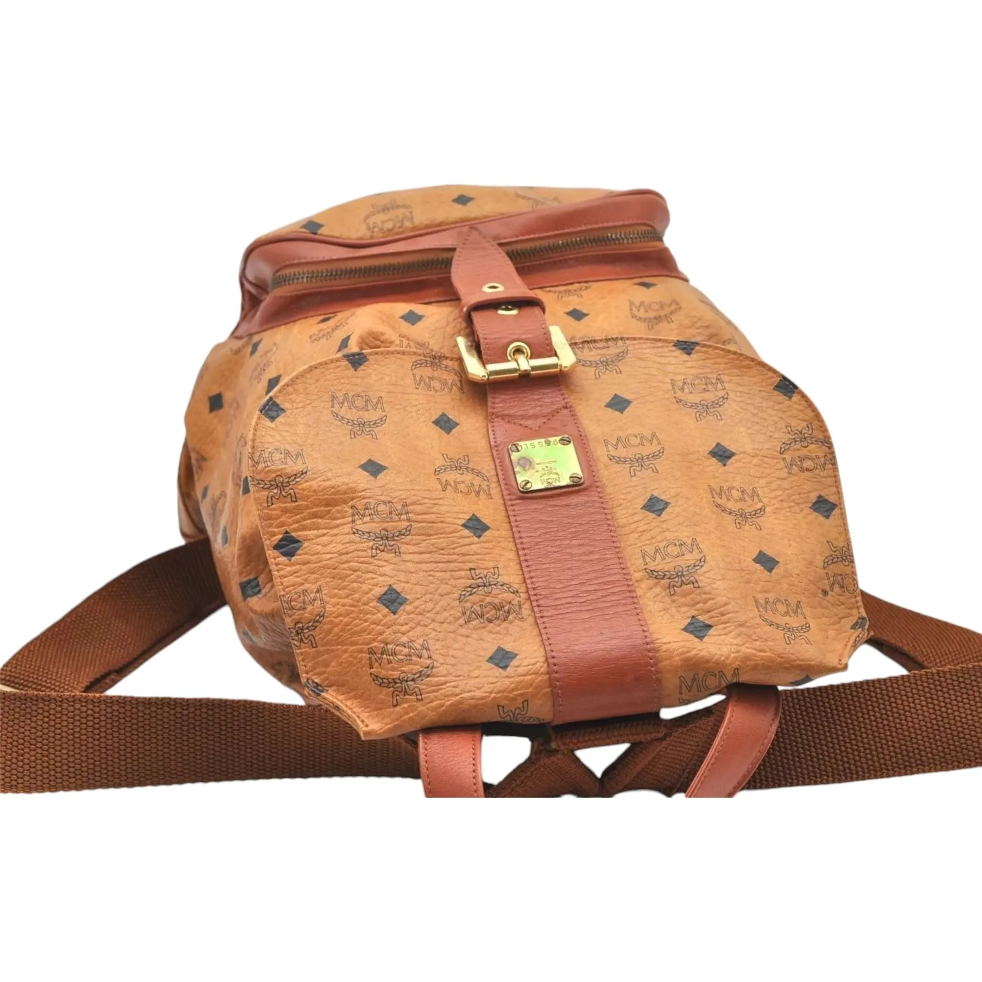 768312AV (V4) MCM Backpack Bag Visetos Brown PVC