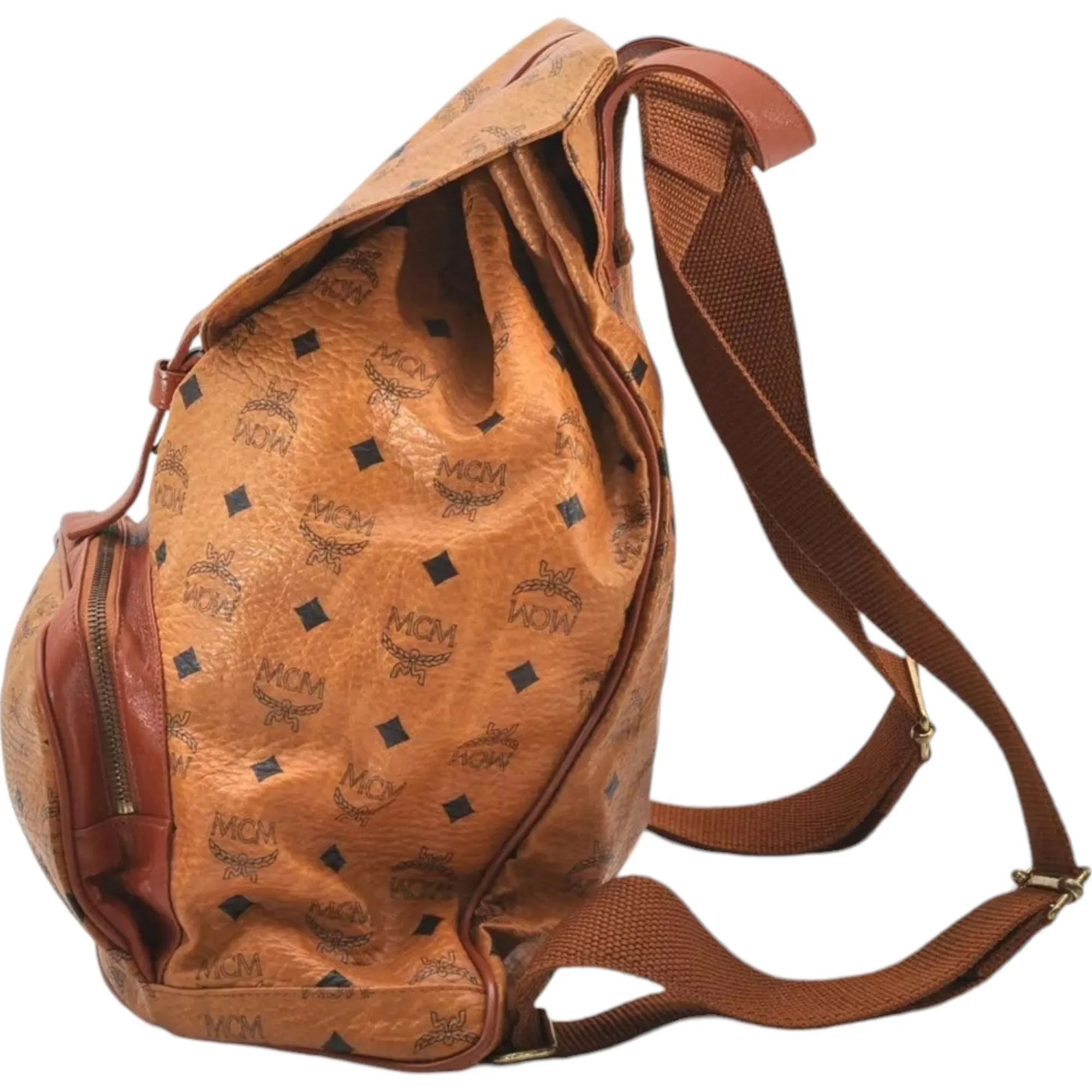 768312AV (V4) MCM Backpack Bag Visetos Brown PVC