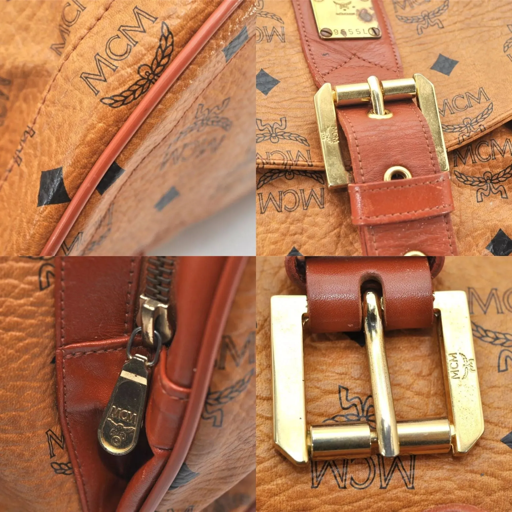 768312AV (V4) MCM Backpack Bag Visetos Brown PVC