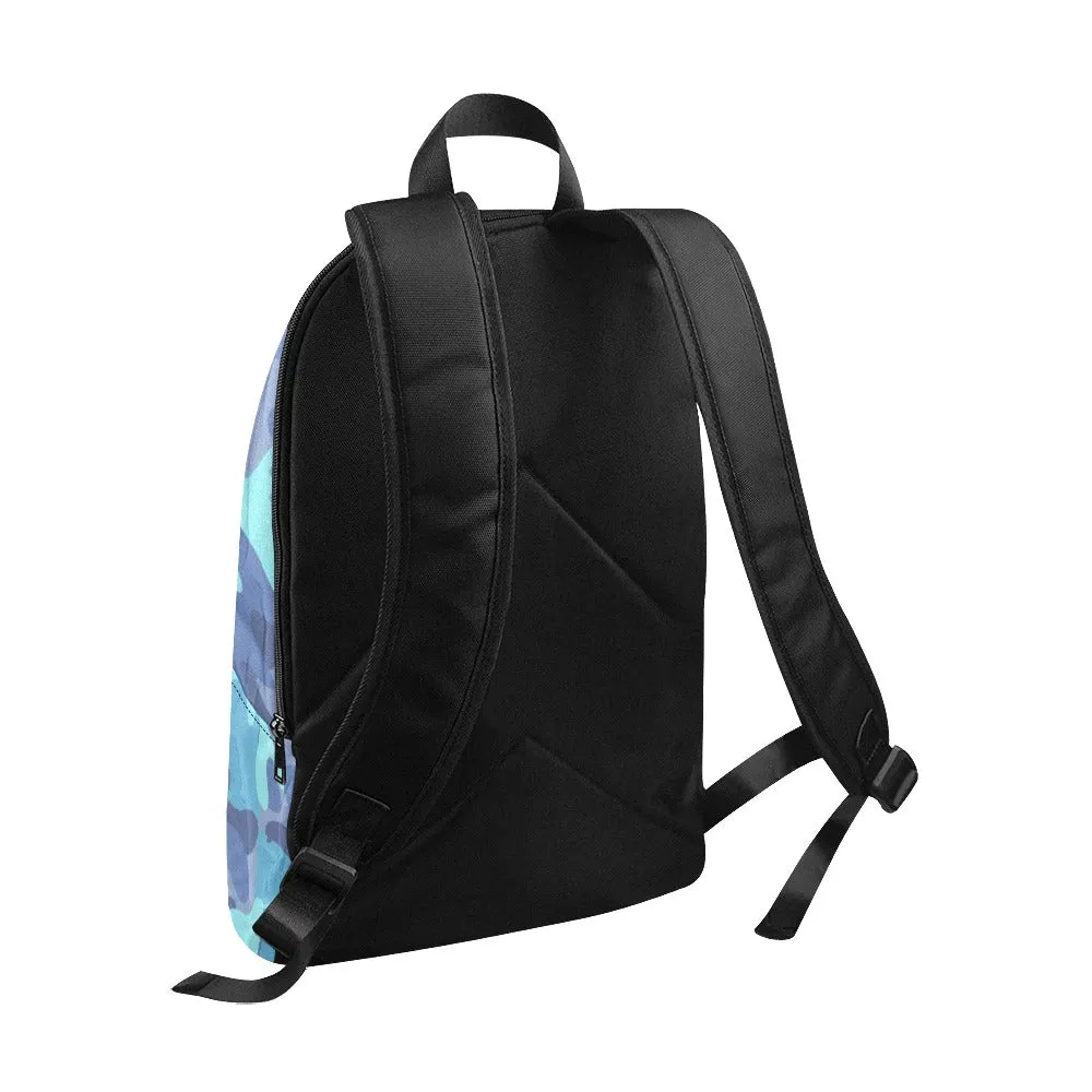 Blue Camo Fabric Backpack - Durable, Lightweight & Stylish for Him
