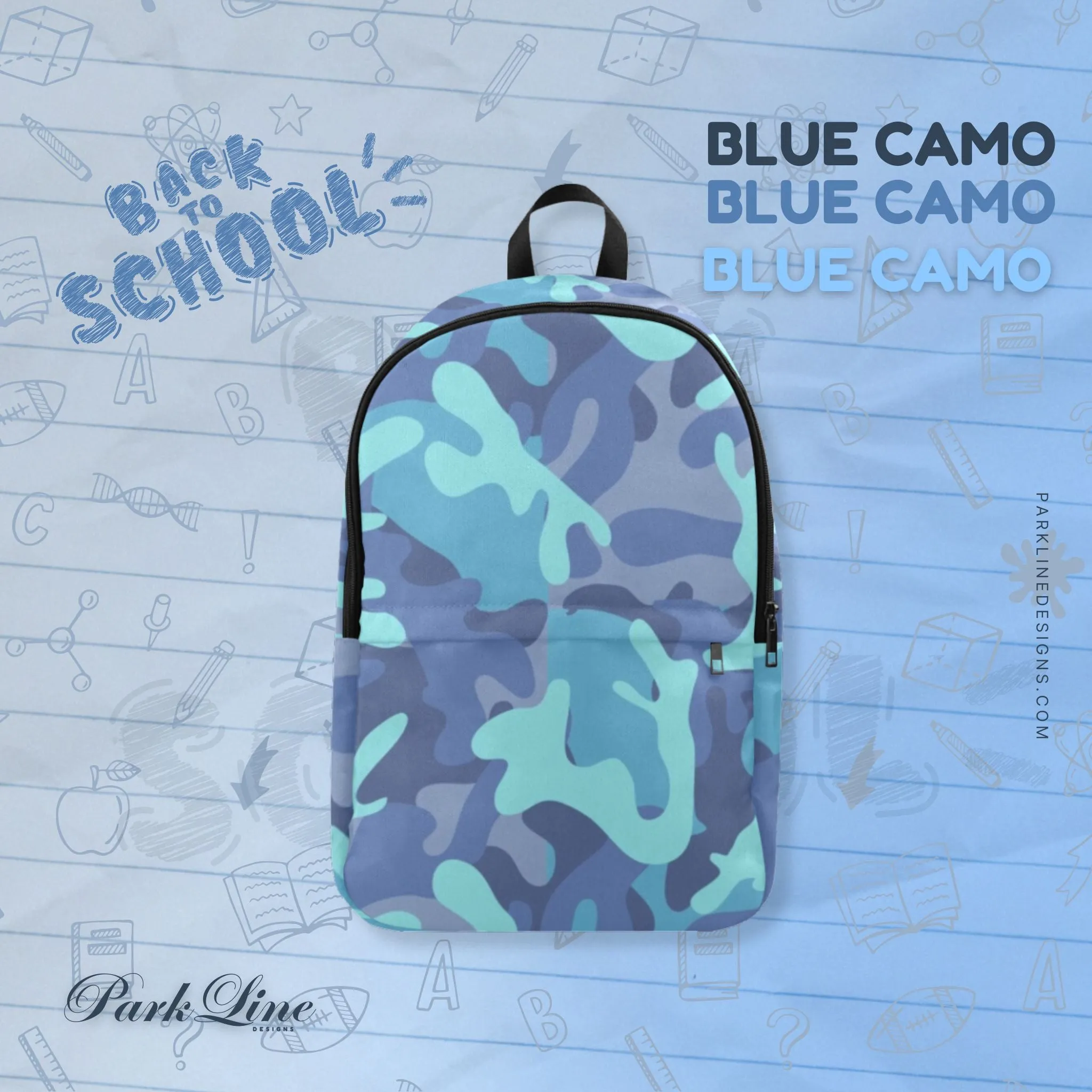Blue Camo Fabric Backpack - Durable, Lightweight & Stylish for Him