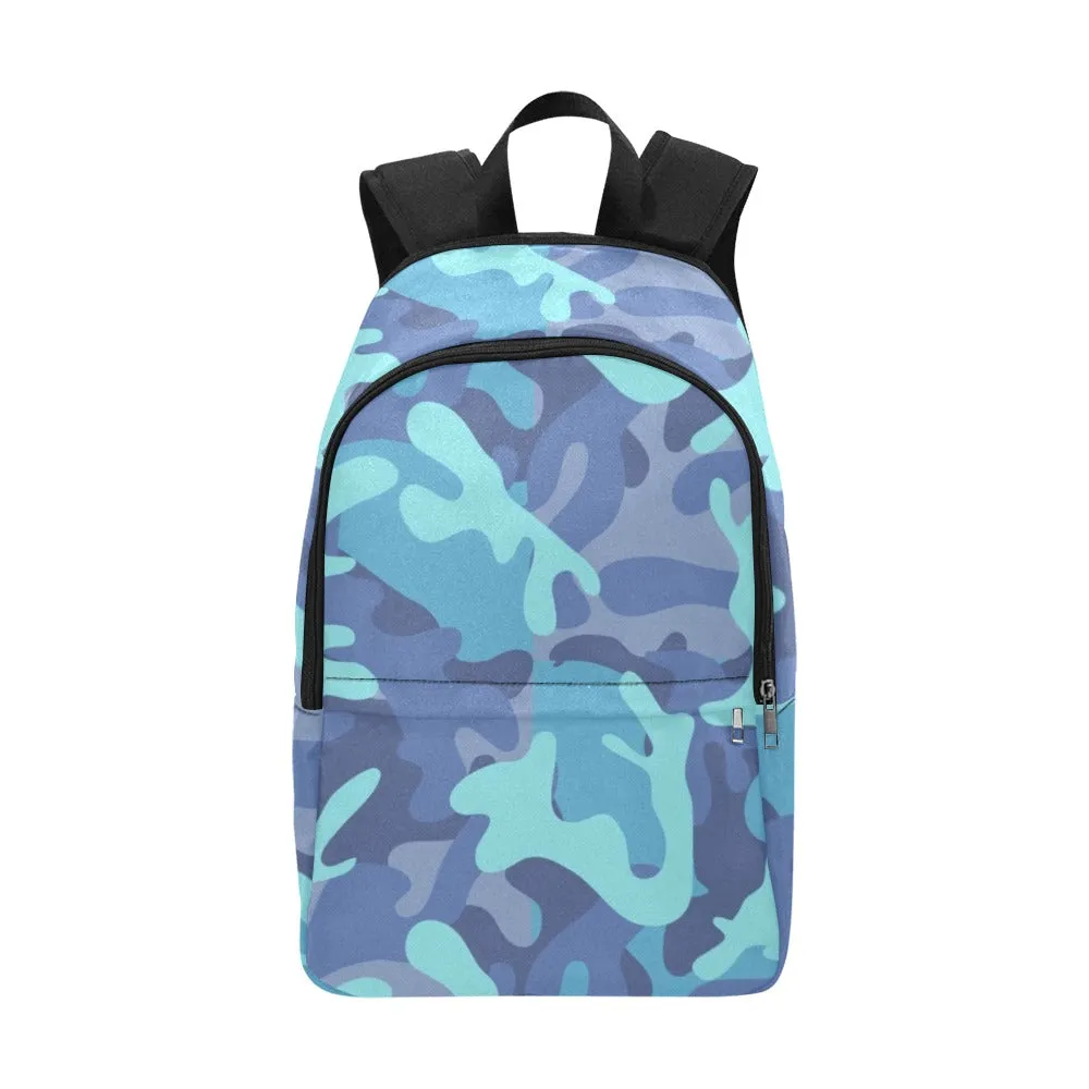 Blue Camo Fabric Backpack - Durable, Lightweight & Stylish for Him