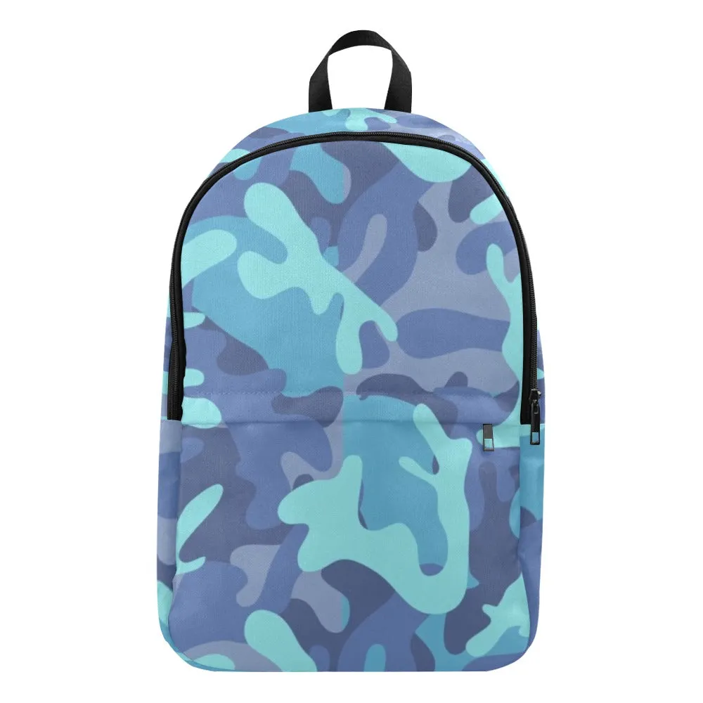Blue Camo Fabric Backpack - Durable, Lightweight & Stylish for Him
