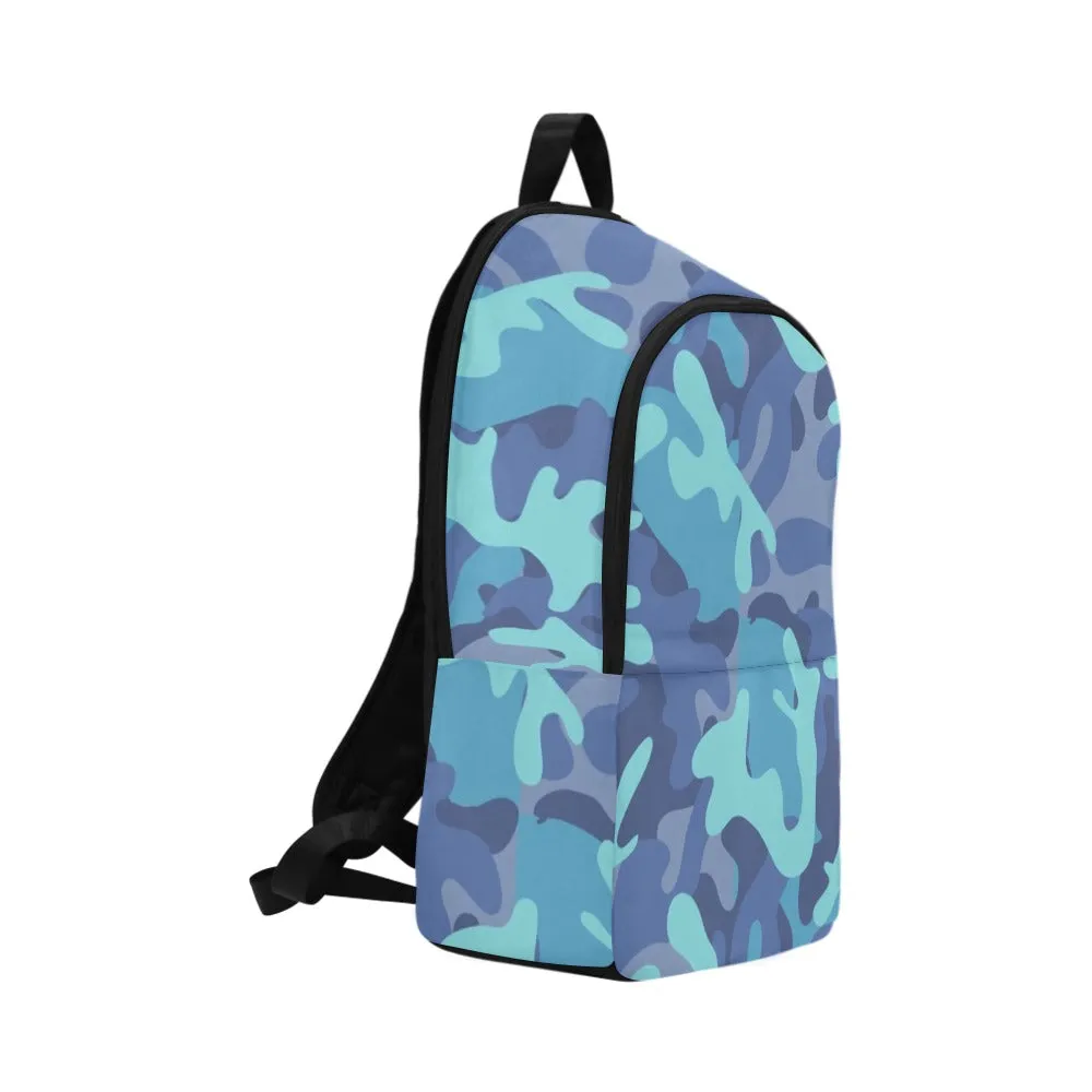 Blue Camo Fabric Backpack - Durable, Lightweight & Stylish for Him
