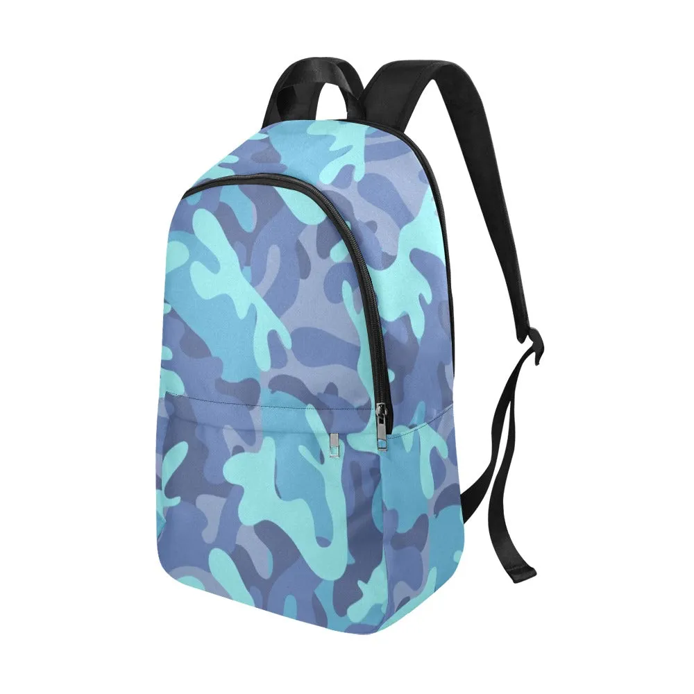 Blue Camo Fabric Backpack - Durable, Lightweight & Stylish for Him