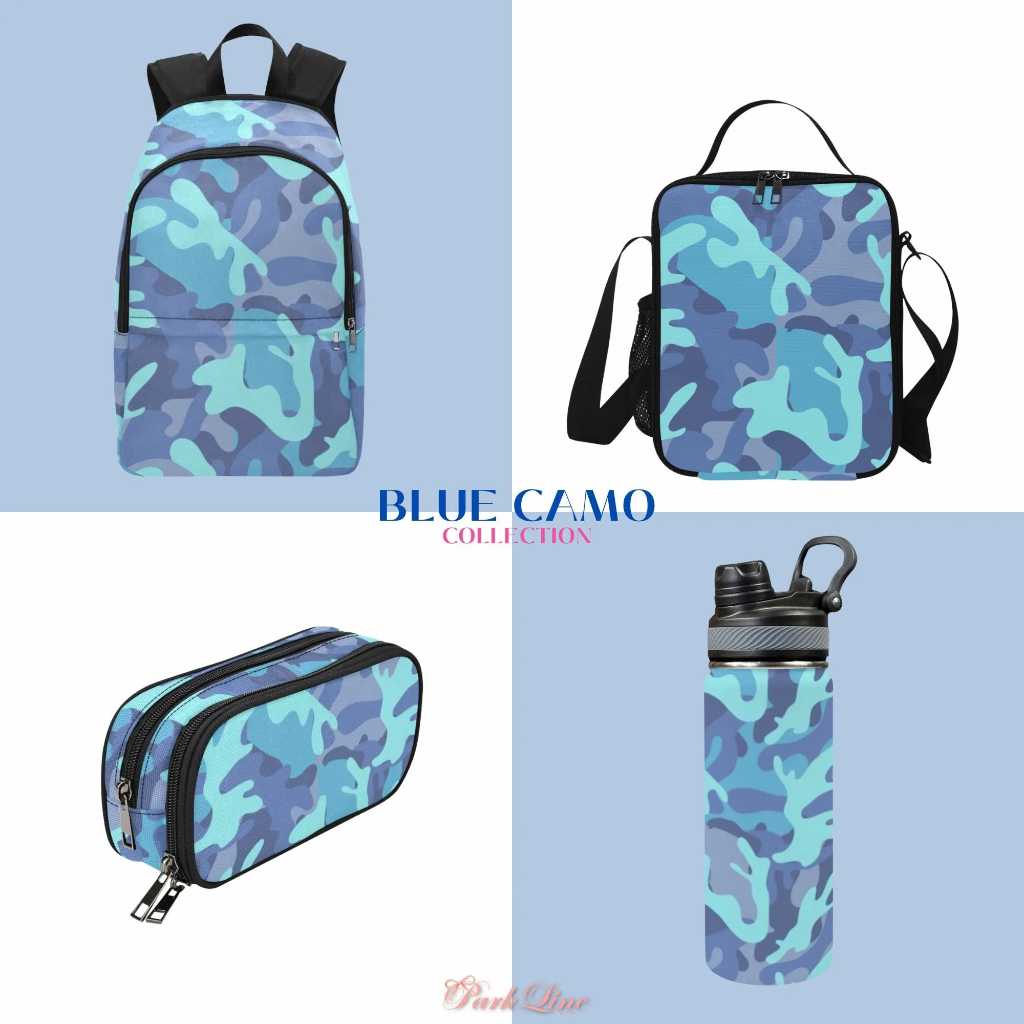 Blue Camo Fabric Backpack - Durable, Lightweight & Stylish for Him