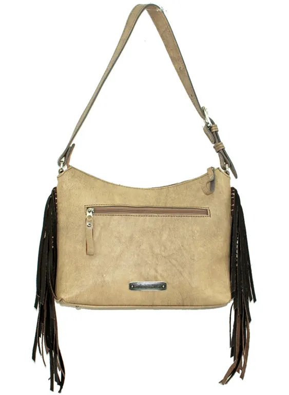 Gypsy Patch Zip Top Shoulder Bag - Sand