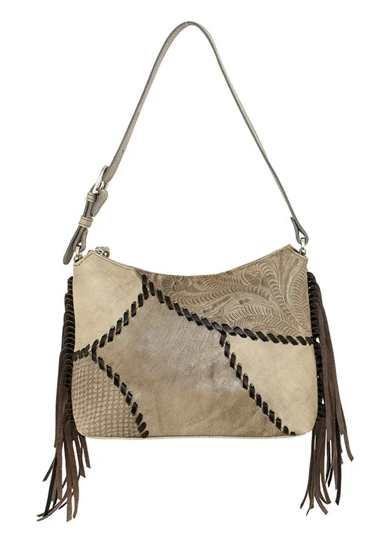 Gypsy Patch Zip Top Shoulder Bag - Sand