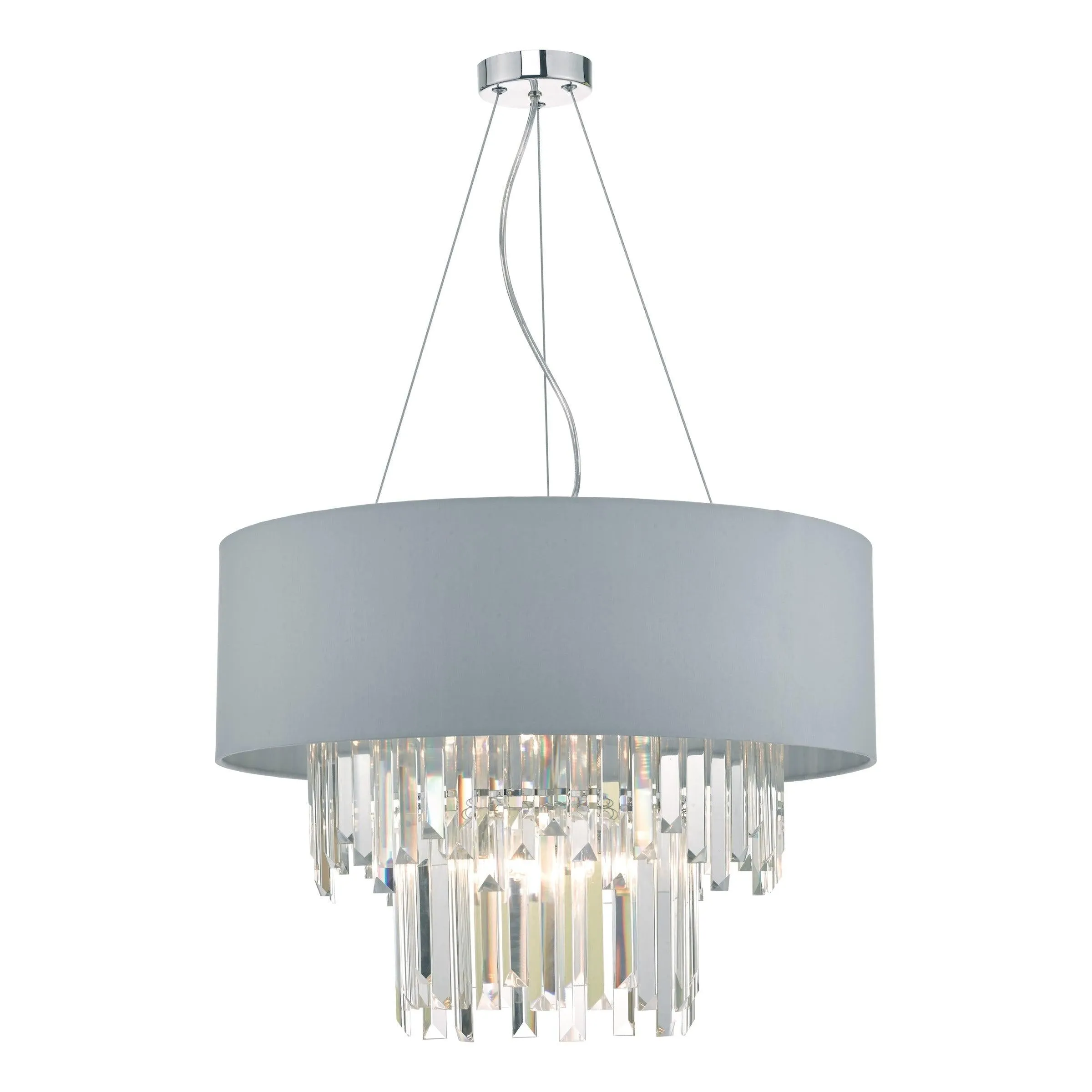 Halle 6lt Pendant Grey & Crystal Cw Shade-HAL0639