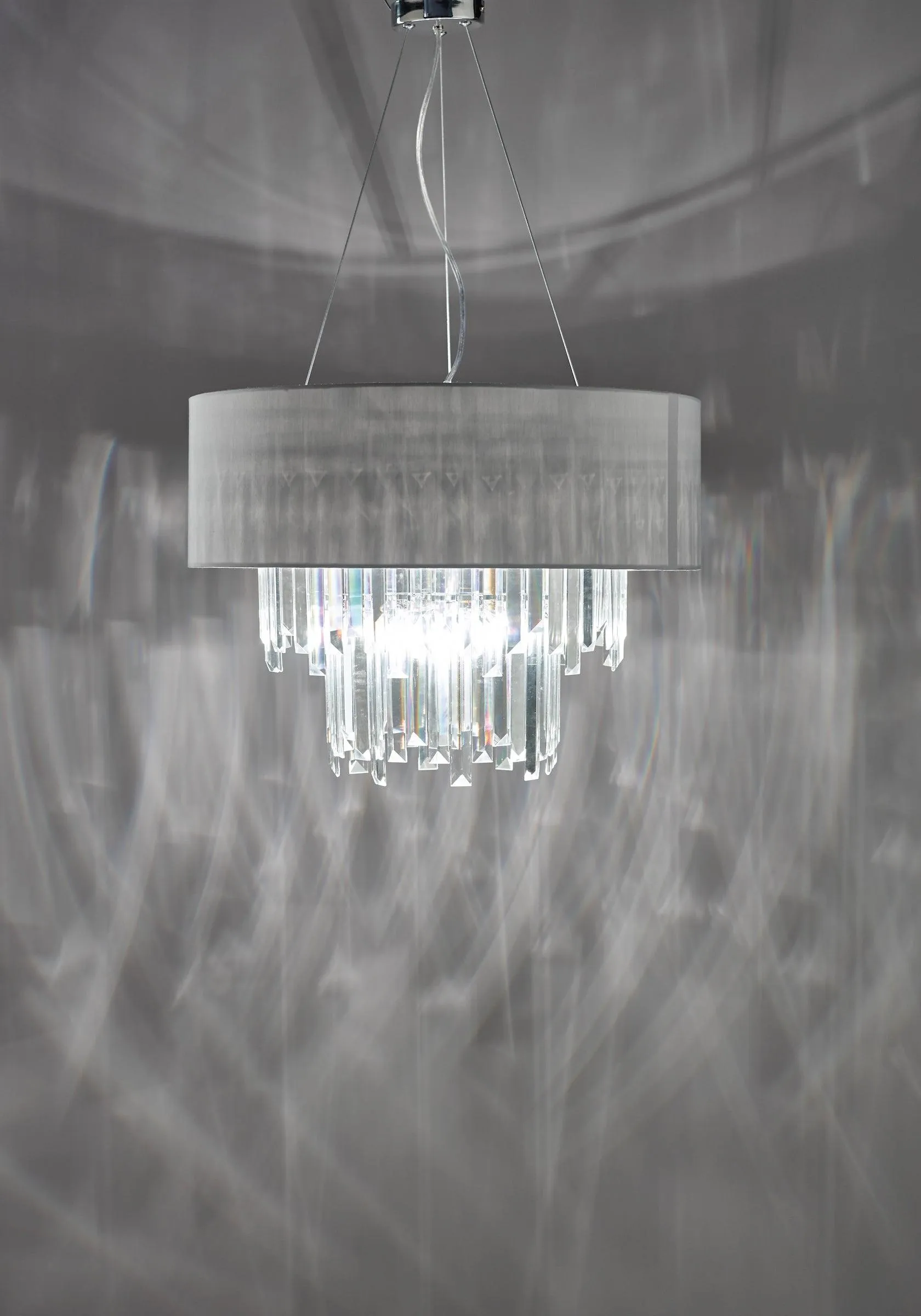 Halle 6lt Pendant Grey & Crystal Cw Shade-HAL0639