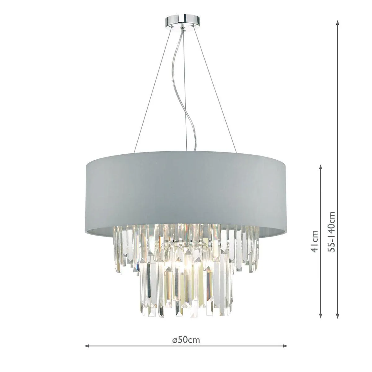 Halle 6lt Pendant Grey & Crystal Cw Shade-HAL0639