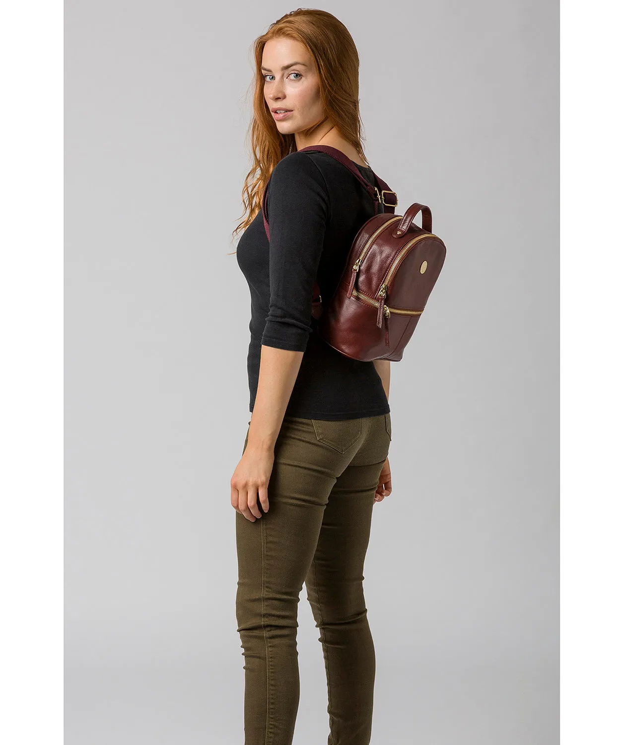 'Lunaria' Chestnut Leather Backpack